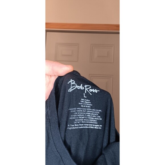 Bob Ross No Mistakes Just Happy Accidents Art T-Shirt Black Regular Fit Large - Picture 3 of 3